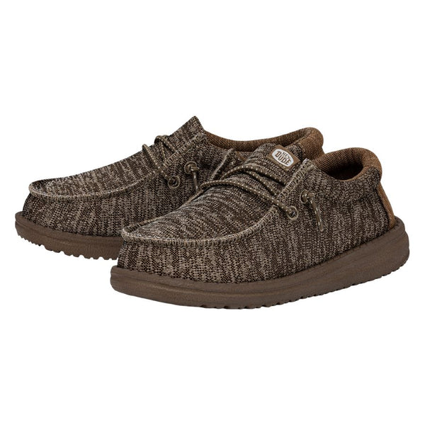 Wally Youth Sport Knit Walnut Boy's Shoes HEYDUDE shoes