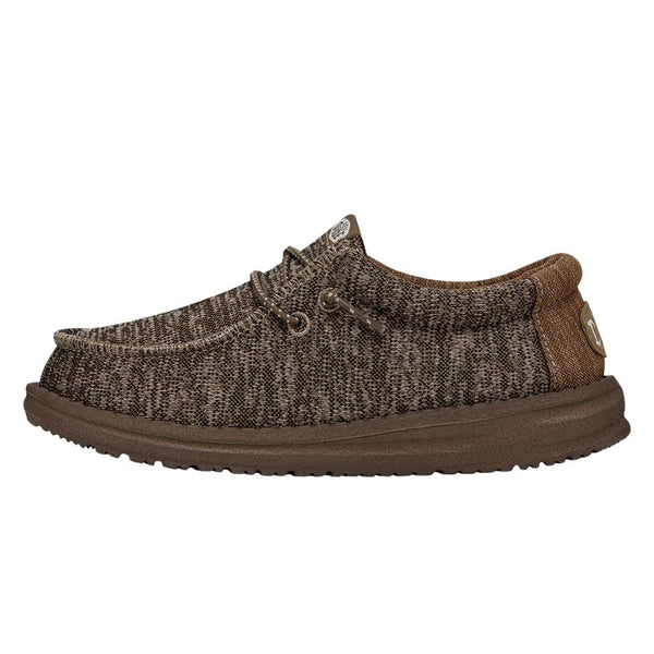 Wally Youth Sport Knit Walnut Boy's Shoes HEYDUDE shoes