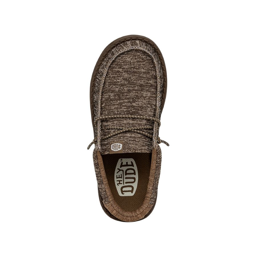 Wally Youth Sport Knit Walnut Boy's Shoes HEYDUDE shoes