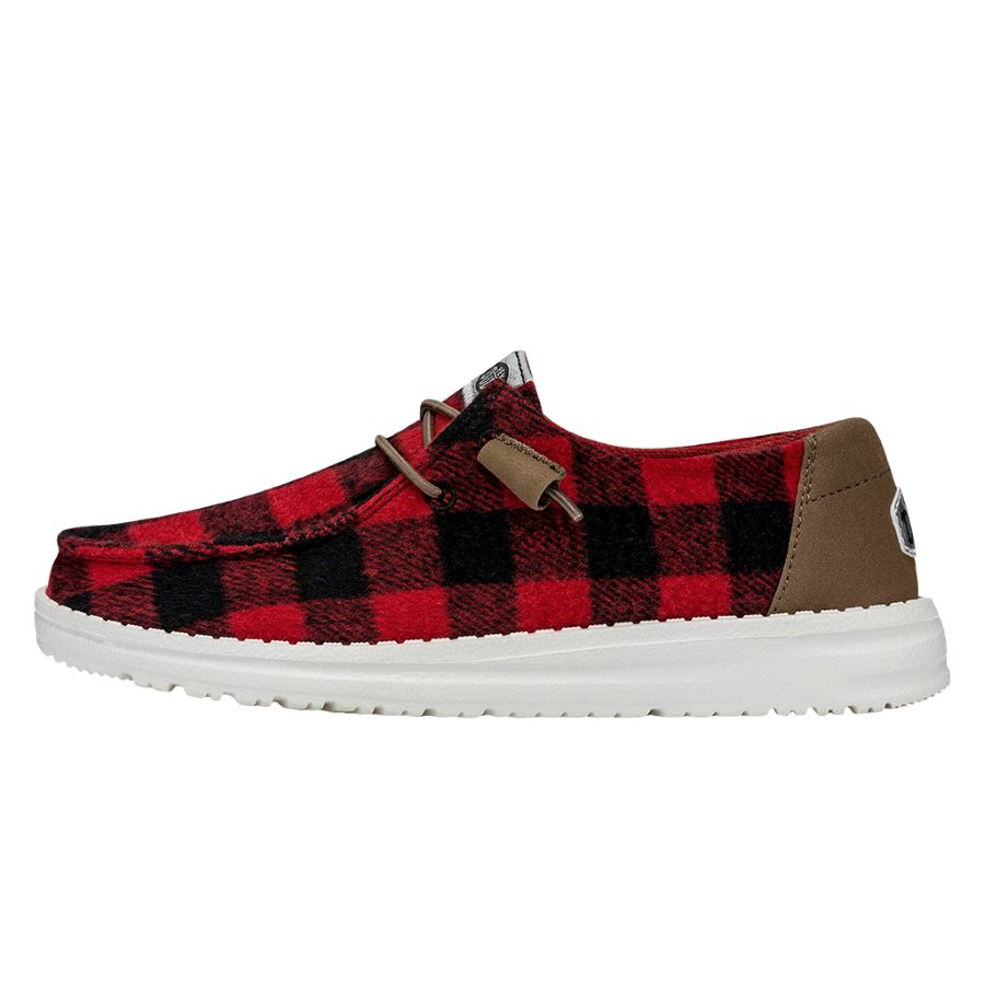 Wendy Buffalo Plaid Red and Black Plaid Women s Casual Shoes HEYDUDE shoes