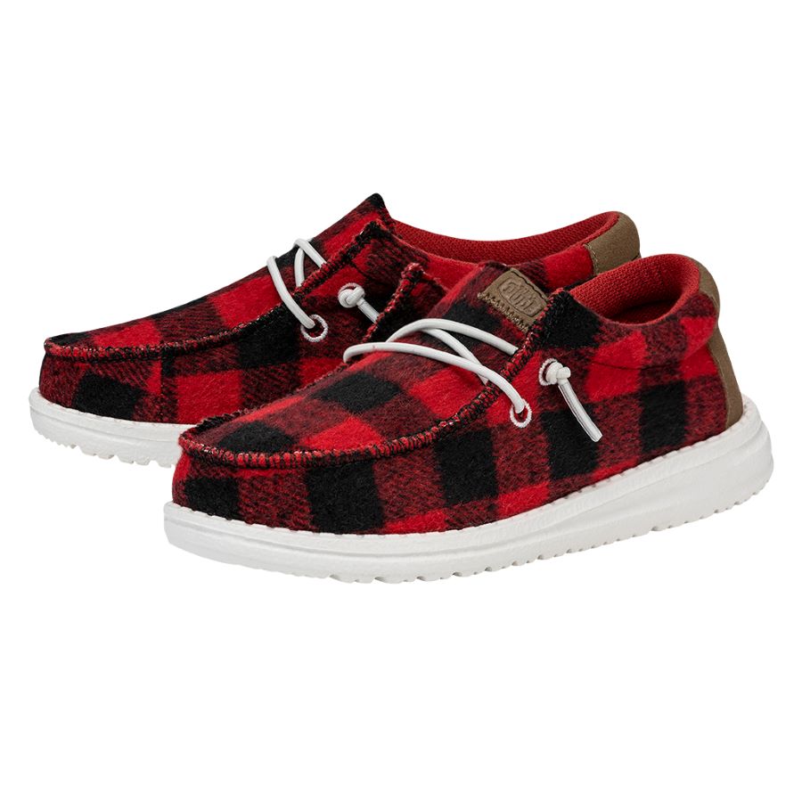 Wally Youth Buffalo Plaid Red and Black Plaid - Boy's Shoes