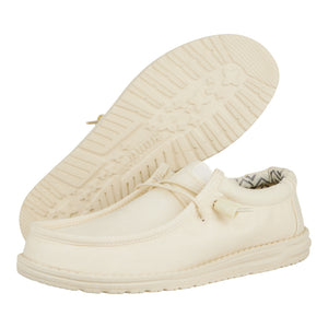 Wally Stretch Canvas Stone White Men's Casual Shoes HEYDUDE shoes