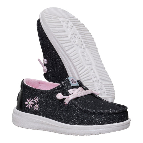 Wendy Toddler Shimmer Flower - Charcoal