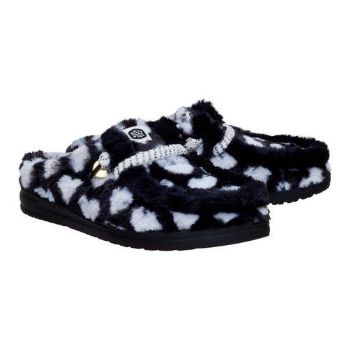 Wendy Slipper Hearts - Black/White
