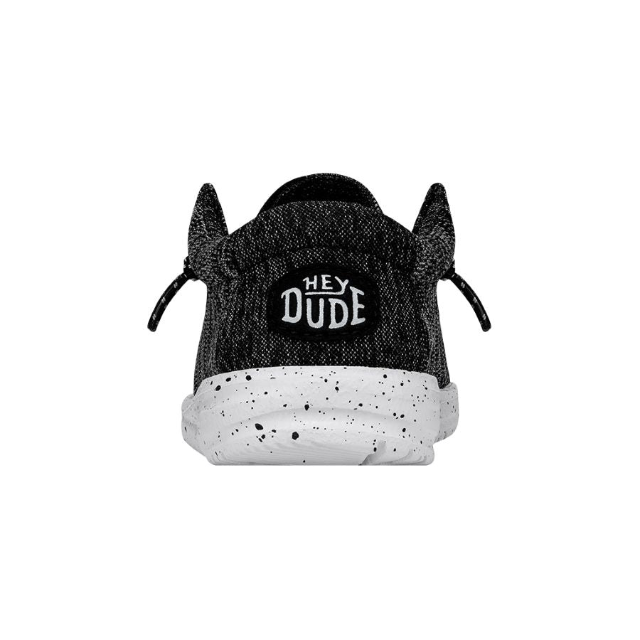 Wally Youth Sport Knit Black White Boy's Shoes HEYDUDE shoes